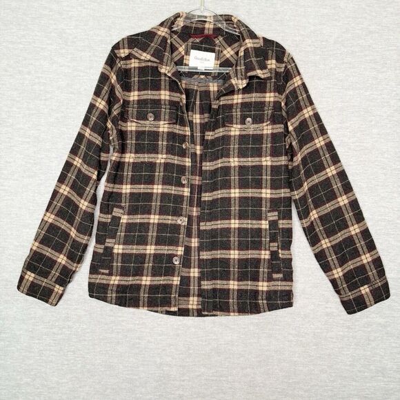 Goodfellow Plaid Shacket Men’s Size Small Plaid Jacket Shirt Gray Brown Grandpa - Picture 1 of 6